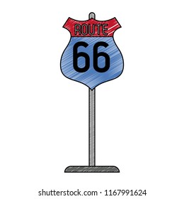 Route 66 roadsign symbol scribble