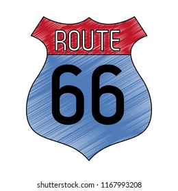 Route 66 roadsign symbol scribble