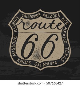 route 66 shield rubber stamp travel print. biker print.