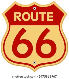 Route 66 Schild Vektorgrafik mit beigem Hintergrund
