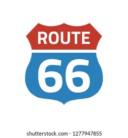 Route 66 sign on white background. Vector illustration