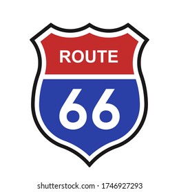 Route 66 Sign on white background . Vector illustration