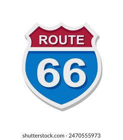 Route 66 sign on white background. Vector illustration