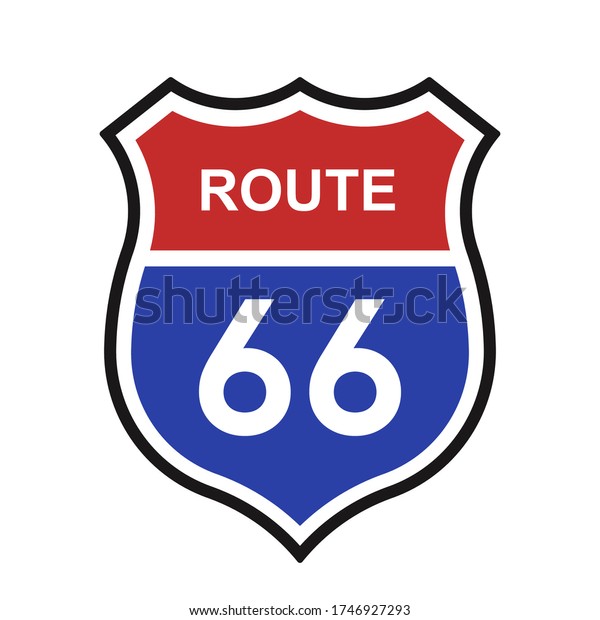 Route\
66 Sign on white background . Vector\
illustration