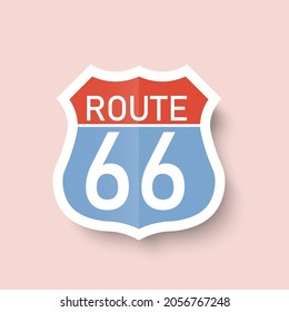 Route 66 sign  origami pastel tone vintage label and tag
