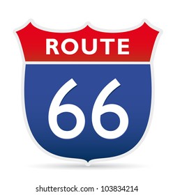 route 66 sign in red and blue