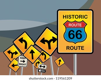 Route 66 sign, vector illustration