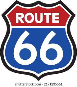 Route 66 sign vector illustration blue and red