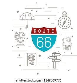 route 66 signal with travel set icons