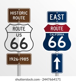 Route 66 Signs - Brazil - Vector illustration of historic route 66 road signs