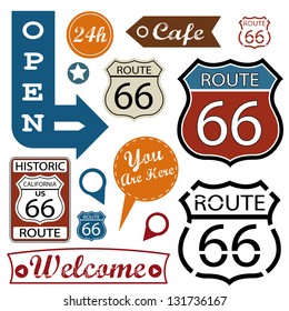 Route 66 Signs. Symbol and Sticker