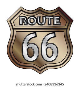 Route 66 spoof traffic sign over a white background and the legend ROUTE 66