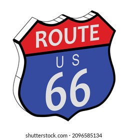 Route 66 traffic highway sign in 3D set on a white background