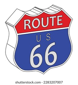 Route 66 traffic sign in 3D set over a white background