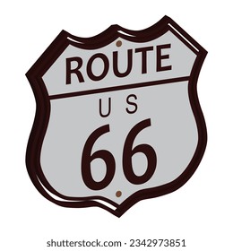 Route 66 traffic sign over a white background