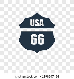 Route 66 vector icon isolated on transparent background, Route 66 transparency logo concept