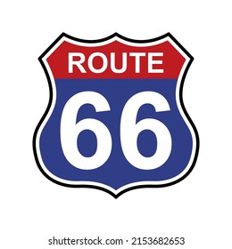 Route 66 Vektorsymbol auf weißem Hintergrund. Zeichen der amerikanischen Straße 66. Vektor 10 EPS.