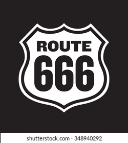 Route 666 Road Sign. Easy to edit and fully scalable vector file.