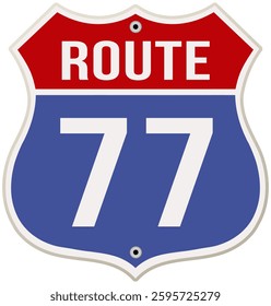 Route 77 Roadsign vector with a transparent background