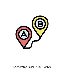 Route, A, B, map icon. Simple color with outline vector elements of navigation icons for ui and ux, website or mobile application
