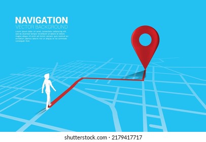 Route Between 3D Location Pin Markers And Businessman On City Road Map. Concept For GPS Navigation System Infographic.