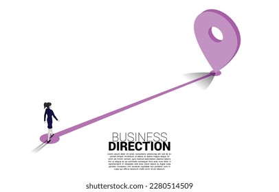 Ruta entre marcadores de posición 3D y empresaria. Concepto de ubicación y dirección de negocio.