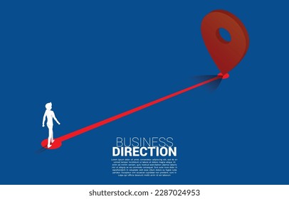 Route between 3D location pin markers and businessman . Concept for Location and business direction.
