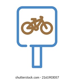 route for bicyclist color icon vector. route for bicyclist sign. isolated symbol illustration