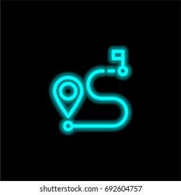 Route blue glowing neon ui ux icon. Glowing sign logo vector