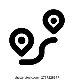 Ícone de rota em negrito. O ícone pode ser usado para sites, modelos de impressão, modelos de apresentação, ilustrações, etc.