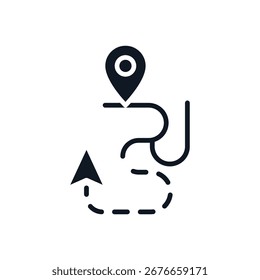 Iconos de cálculo de ruta aislados sobre fondo blanco. Diseño de estilo plano