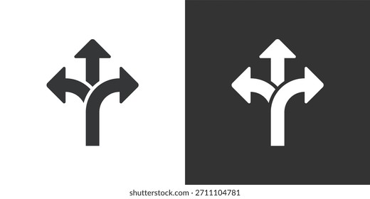 Icono de elección de ruta. Icono de la serie de glifos sólidos