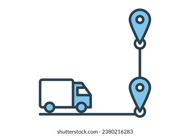 Route Delivery Icon. Icon related to Delivery. suitable for web site, app, user interfaces, printable etc. Flat line icon style. Simple vector design editable