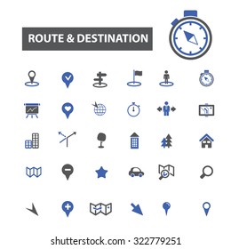 route, destination, map icons
