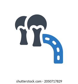 Route direction icon on white background