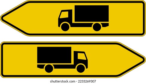  Route direction for mentioned vehicles class (here over 3.5t). , Detour Signs, road signs Germany
