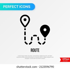 Route, distance or direction thin line icon. Vector illustration.