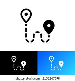 Icono de línea delgada de ruta, distancia o dirección. Ilustración vectorial.