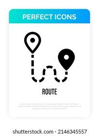 Route, distance or direction thin line icon. Vector illustration.