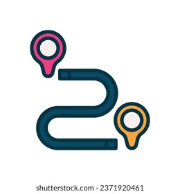 route filled color icon. vector icon for your website, mobile, presentation, and logo design.