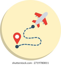 Route Flat Circle Style Icon