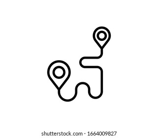 Route flat icon. Single high quality outline symbol for web design or mobile app.  Route thin line signs for design logo, visit card, etc. Outline pictogram EPS10