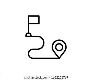 Route flat icon. Single high quality outline symbol for web design or mobile app.  Route thin line signs for design logo, visit card, etc. Outline pictogram EPS10