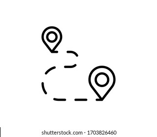 Route flat icon. Single high quality outline symbol for web design or mobile app.  Route thin line signs for design logo, visit card, etc. Outline pictogram EPS10