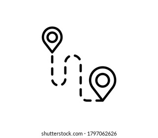 Icono de ruta plana. Símbolo de esquema único de alta calidad para diseño web o aplicación móvil.  Rutear señales de línea delgada para el logotipo de diseño, tarjeta de visita, etc. Esquema pictograma EPS10