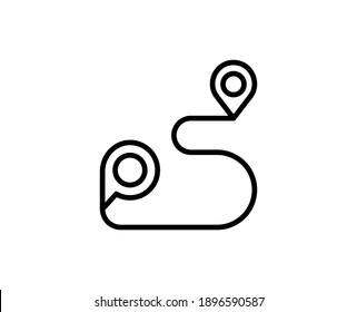 Route flat icon. Single high quality outline symbol for web design or mobile app.  Route thin line signs for design logo, visit card, etc. Outline pictogram EPS10