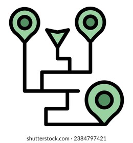 Routengps-Symbol-Umrandungsvektor. Laden. Pin-Point-Farbflaeche