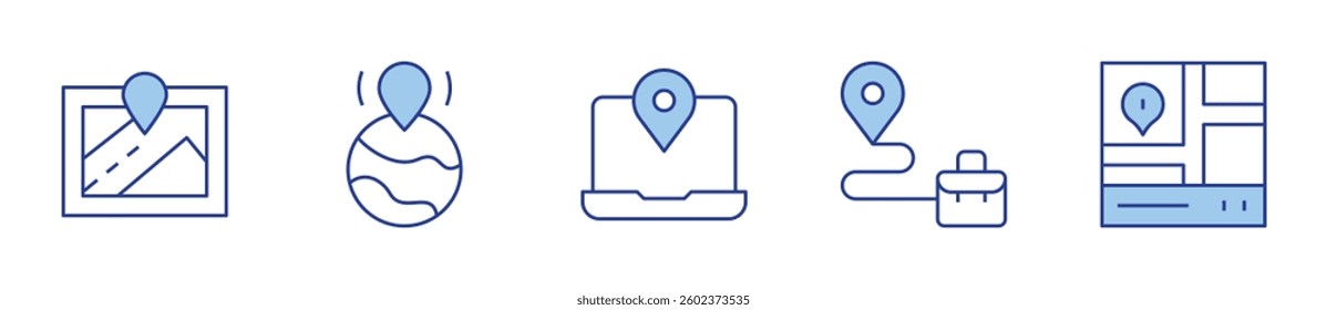 route, gps. GPS Icon vector illustration. Line Duotone style. Editable stroke.