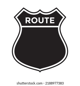 Route Highway Sign, Blank, Black And White, Vector Illustration