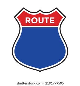 Route Highway Sign, Blank, Red And Blue, Vector Illustration